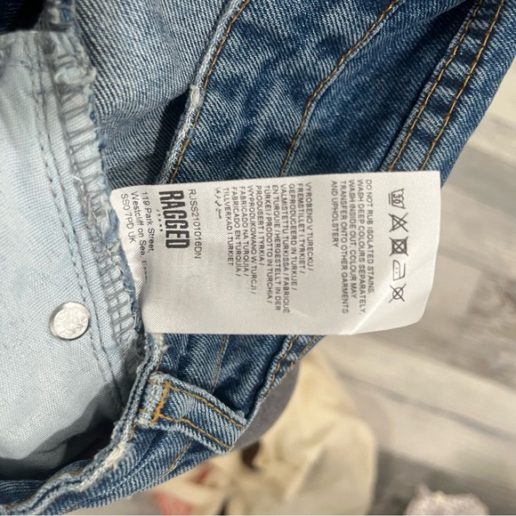 NWT Free People Ragged Baggy Skater Jeans Classic Medium Wash Rigid Denim 32 - Picture 7 of 9